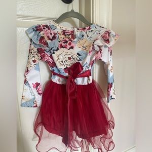 Toddler Girl red and flower dress
